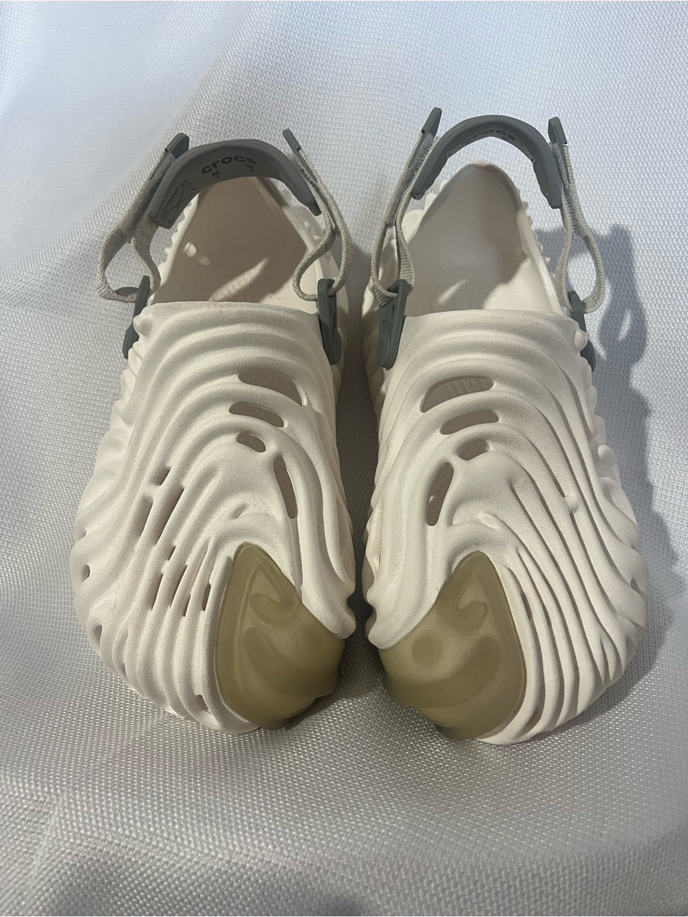 CROCS White and Beige Foam Wave Clog Sandals